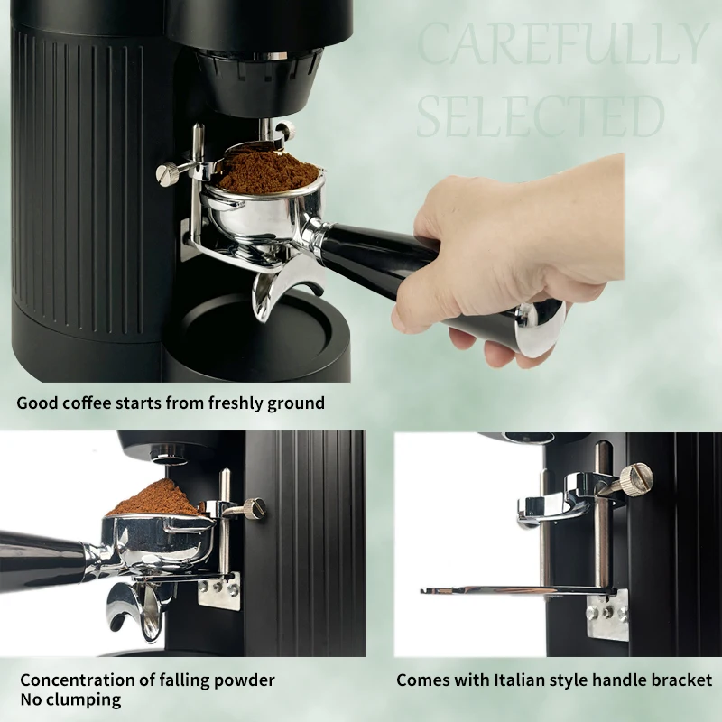 2024 New Design coffee grinder machine 65mm flat burrs with Powder bracket Optional titanium burrs electric coffee grinder