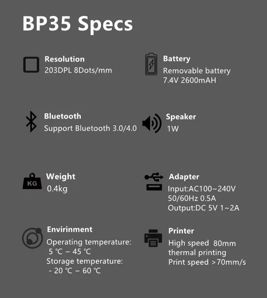80mm portable receipt printer label printer ATP-BP35