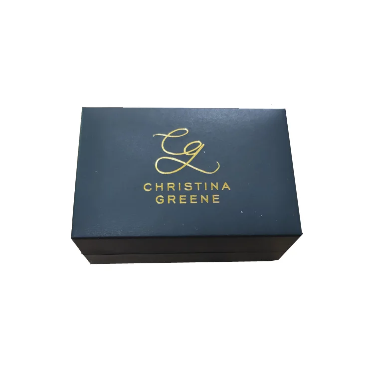Wholesale custom logo flip top black cufflinks storage gift box slim cufflink box