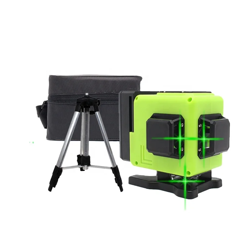JSPERFECT 360 rotary 3d 12 lines green laser self leveling cross measure with tripod