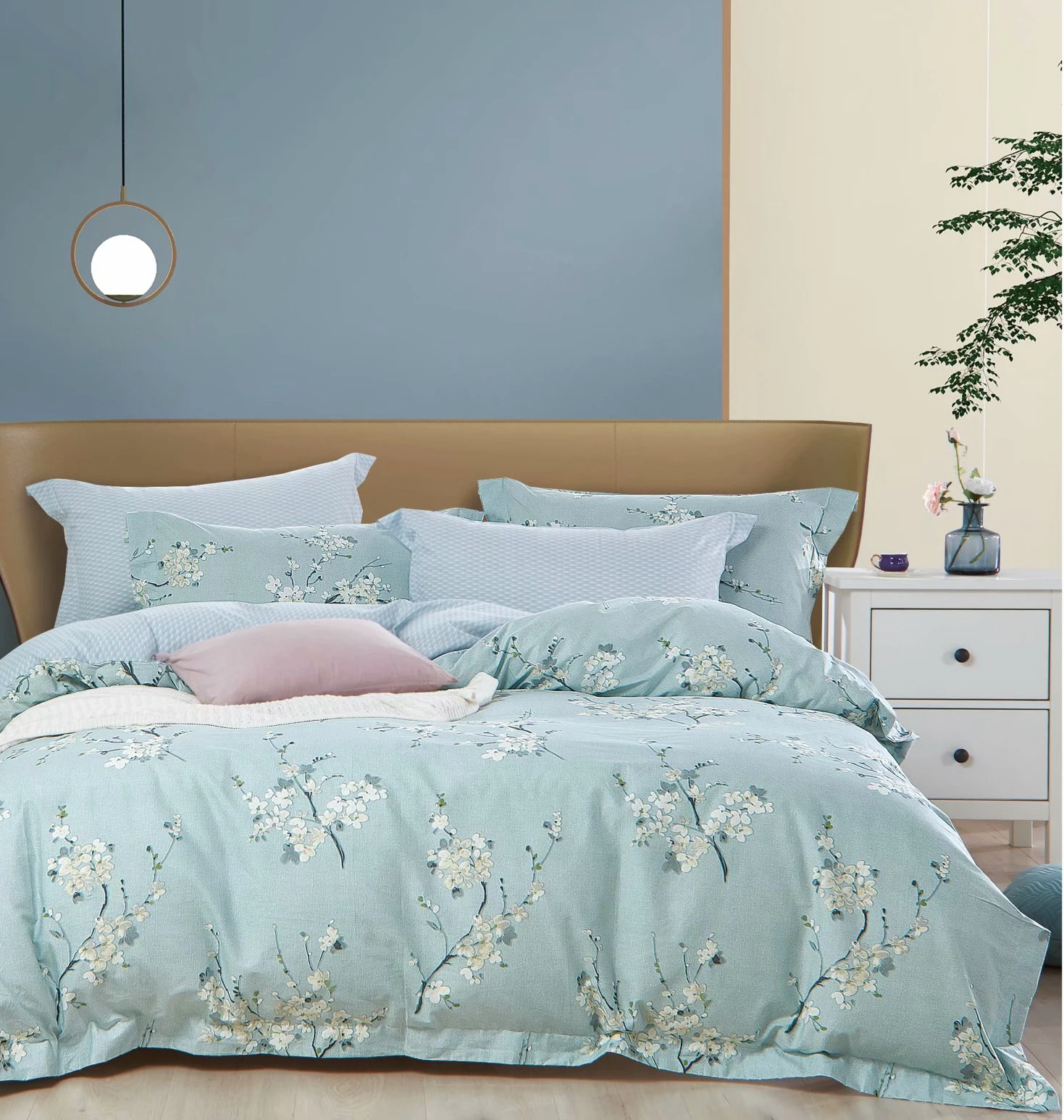 100% Cotton Bed Sheet Set Customized Print Flower Designs Bedding Sets Environmental Comforter