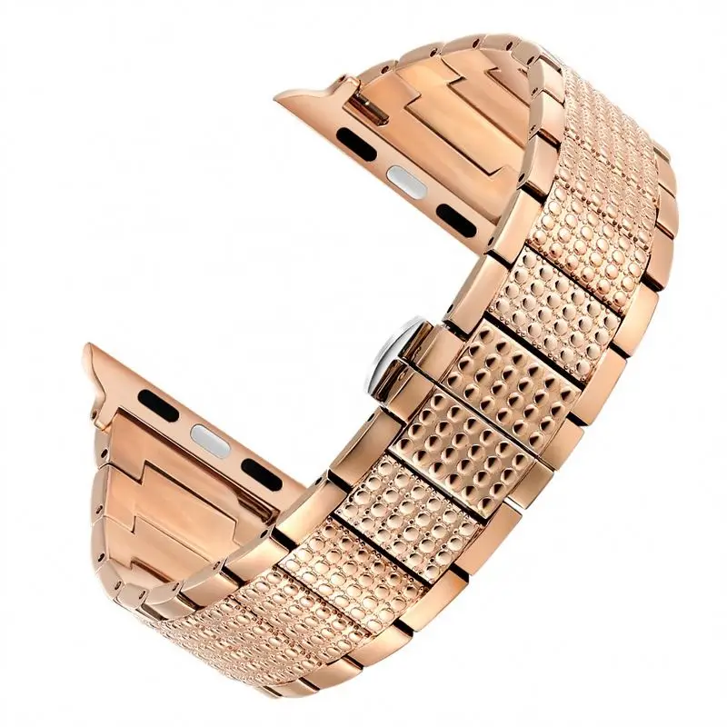 Ремешок для часов Apple Watch Series 7 6 5 4 3 2 1 SE быстросъемный медный металлический браслет с застежкой-бабочкой