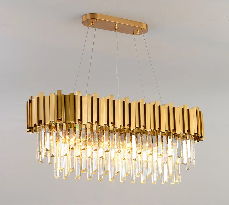 Nordic Modern K9 Crystal Chandelier Lighting Indoor Crystal Pendant Light Lustre De Cristal Villa Gold Chandelier Light