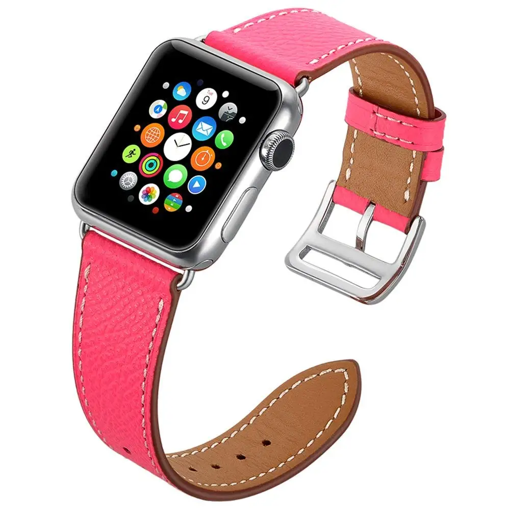 
Китайский OEM-поставщик, кожаный ремешок для часов apple Watch, черный/красный/розовый/коричневый 