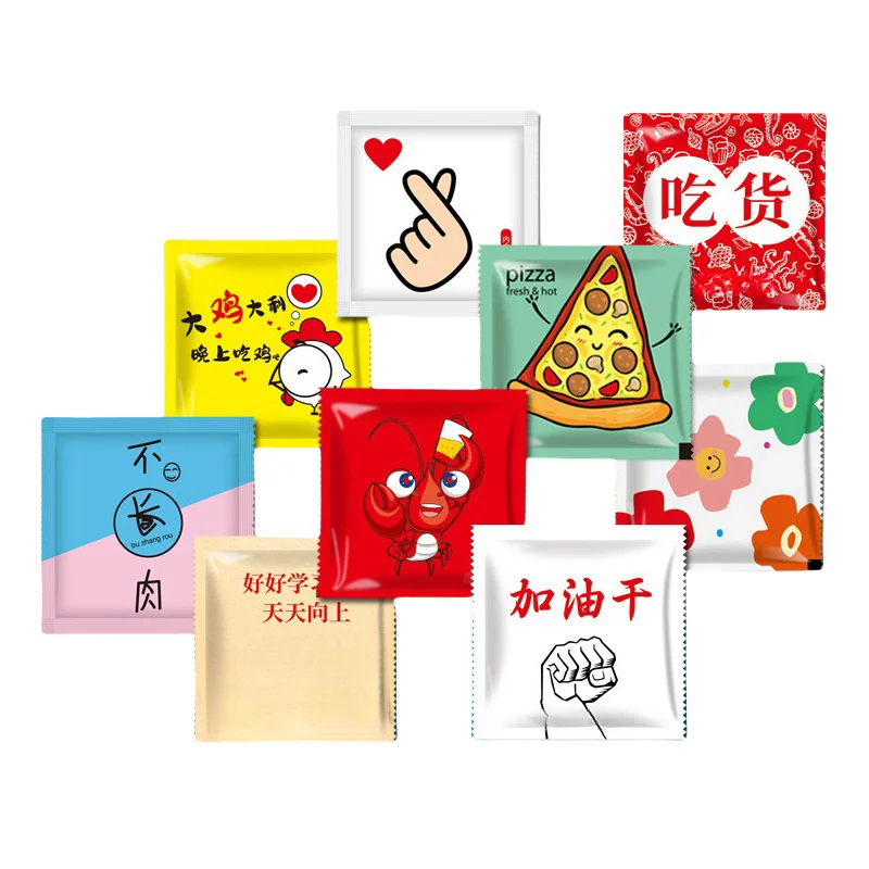 Low MOQ Custom Wet Napkins Scented Single Pack Hand Wet Wipes Disposable Restaurant Cleaning Wipes Individual Wrapped Wet Tissue