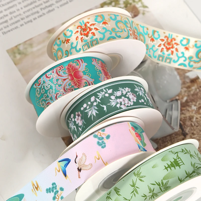 Heat Transfer Printing chinese style gift satin ribbons for flowers