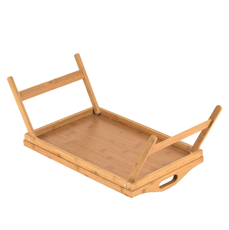 Eco-friendly Foldable Laptop Bamboo Breakfast Bed serving Tray Table with folding leg