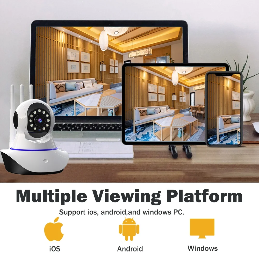 1080P Two Ways Audio Robot Security 2.0MP H.265 P2P Infrared Wifi Cctv Camera