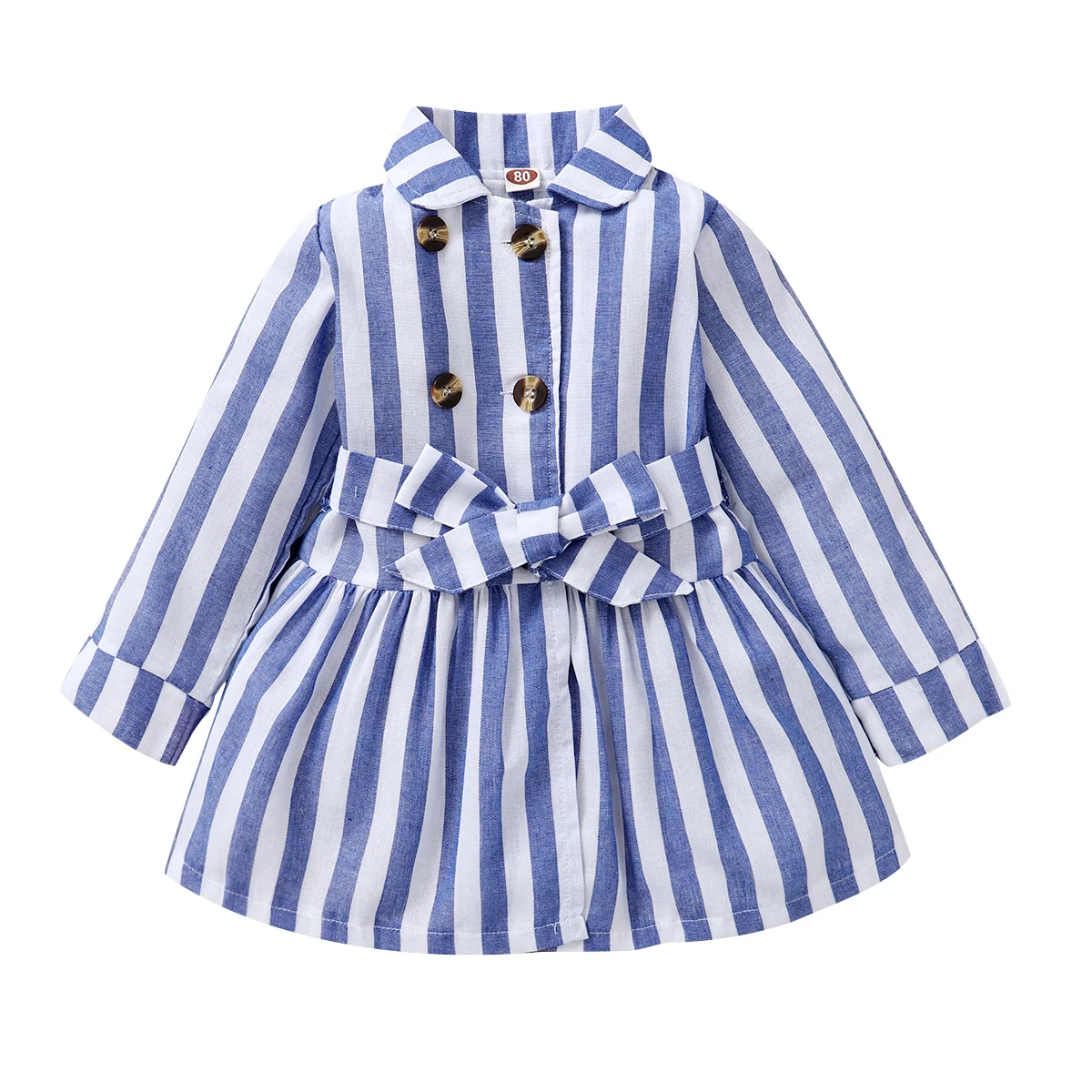 Child Clothing Color Combination For Blue Girls Stripe Dress Autumn Baby Dress