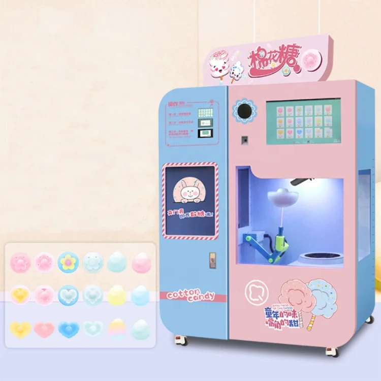Intelligent Cotton Candy Flower Floss coin operate Vending Making Machine with 22 Languages for Choose Smarter