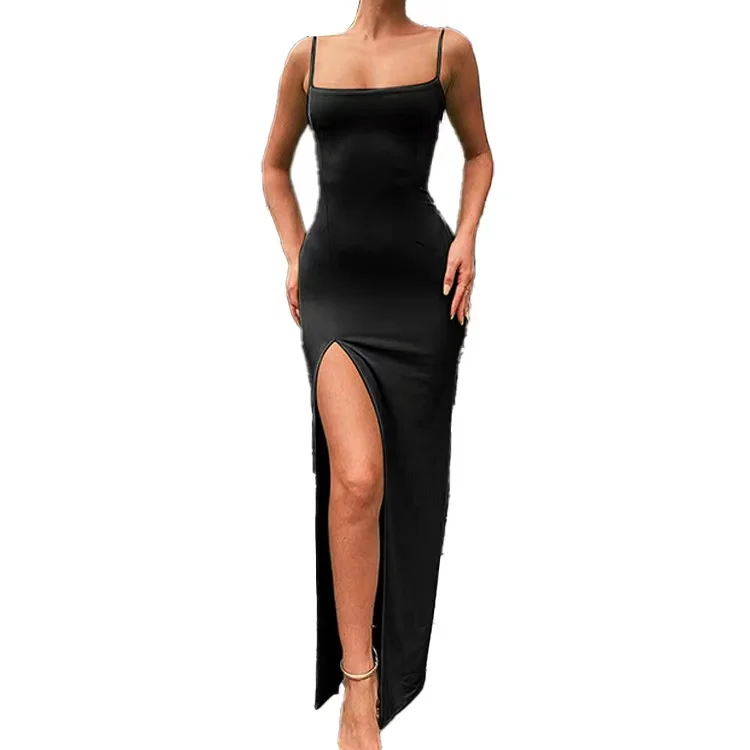 Latest Design Women Solid Color Sleeveless Vest Sling Bottoming Bodycon Cocktail sexy long Dress