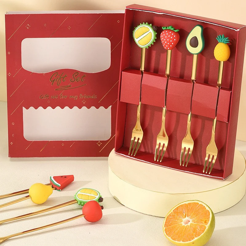 Custom Cartoon Character Series with Stainless Steel Spoon Cartoon Fruit Fork Ice Cream Spoon Coffee Spoon