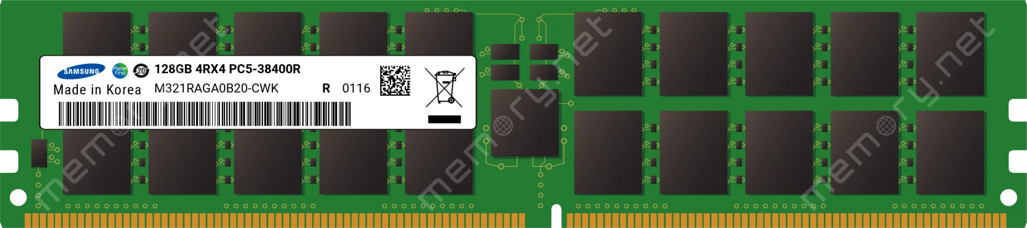 M321RAGA0B20-CWK - Sxxsung 1x128 ГБ DDR5-4800 RDIMM PC5-38400R четырехрядная x4 модуль