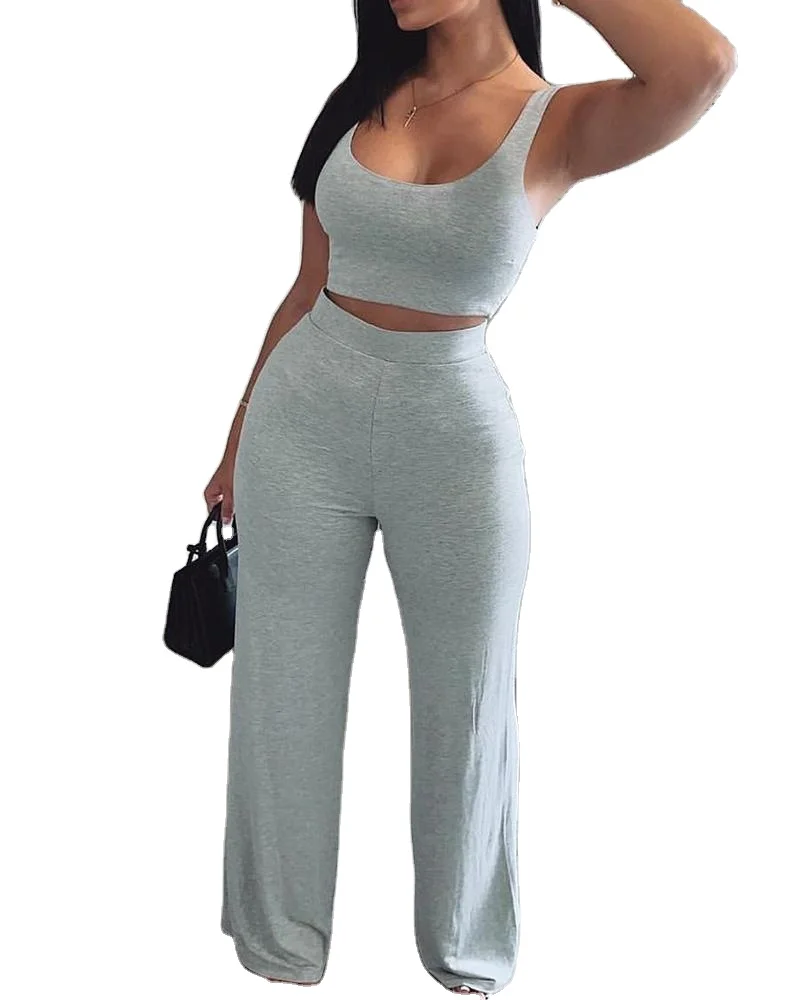 2021 New  Fall Crop Tank Top & Pants Set Vest pants casual sports suit