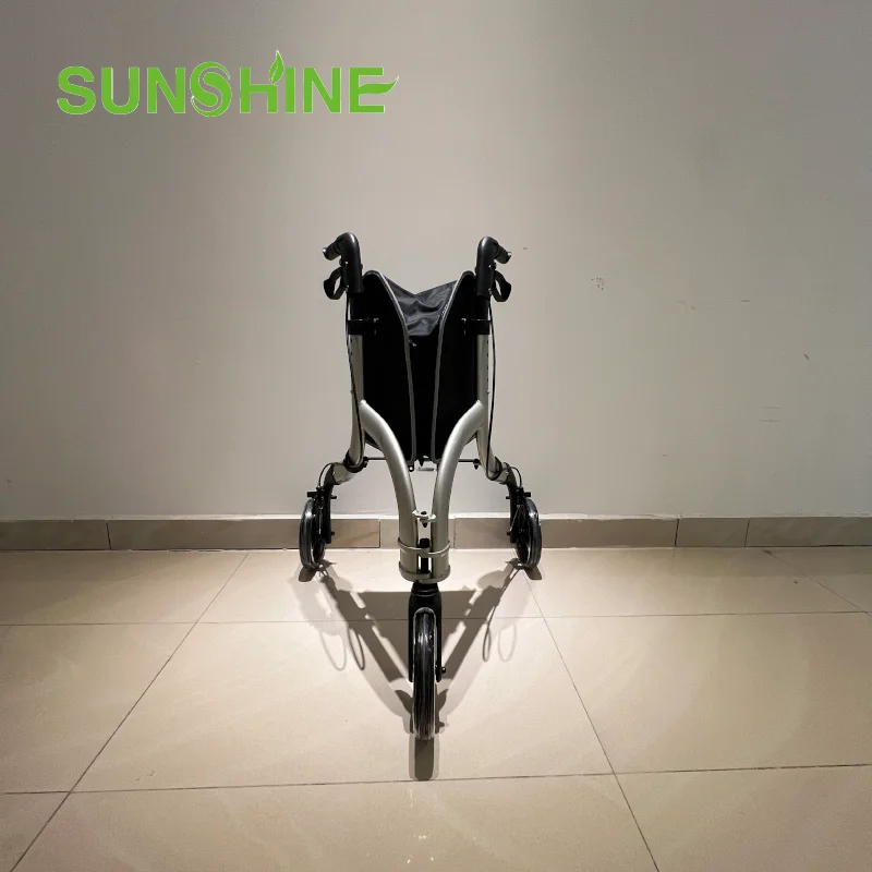 RO560 Lightweight Three Wheel Rollator Height Adjustable Durable Aluminum Rollator Walker Foldable Deluxe Mobility Aids