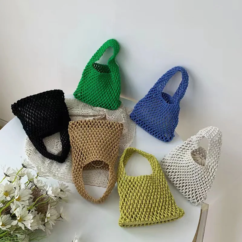 Fashionable Cotton Rope Woven Macrame Mesh Net Beach  Handmade Crochet Bag With Inner Pocket