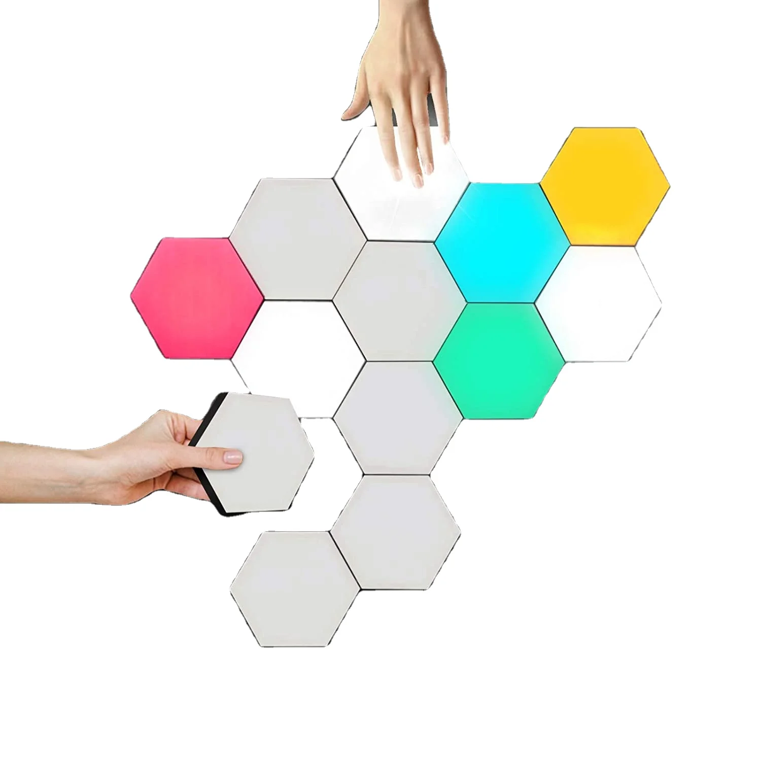 8 Pack Hexagon Wall Light LED Panel - Smart APP RGB Hexagonal Modular Gaming Light Music