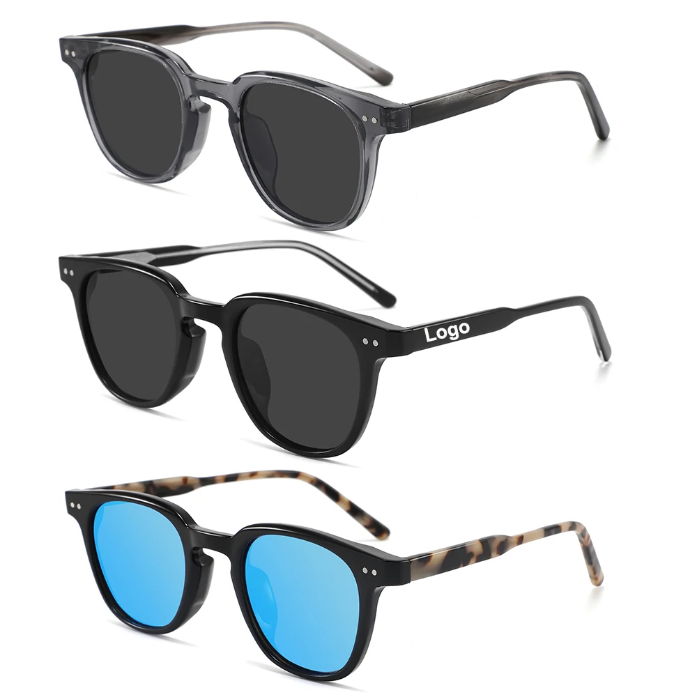 Vintage Custom 3D Metal Logo TR90 frame Acetate temple Polarized Round Shades Top Quality Handmade Fashion Sunglasses 2024