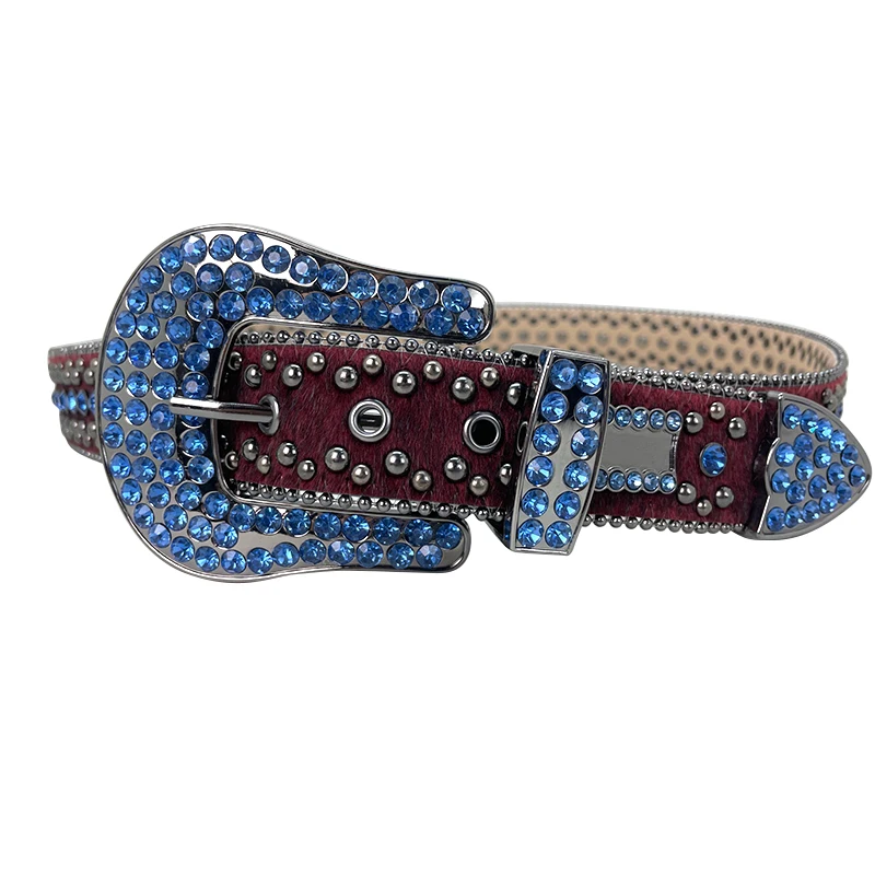 Fashion rhinestone rivet leather belt unisex ladies belts fashion designer belts
