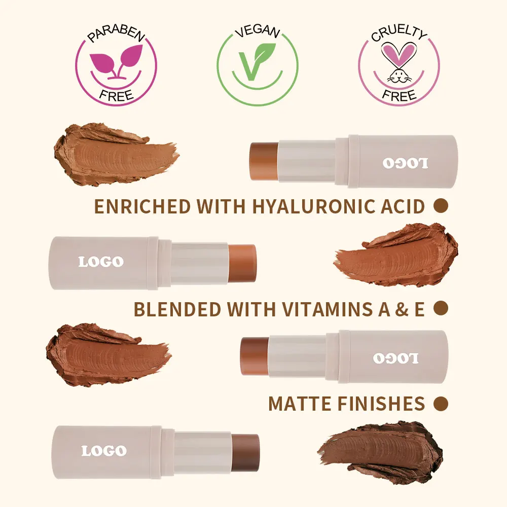 OCHAIN New Factory Custom Your Logo Private Label Matte Makeup  No Logo Bronzer Foundation Contour Stick
