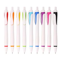 Wholesale Solid White Whole Body With Colorful Geometric Patterns Pen With LD Promotional Boligrafos