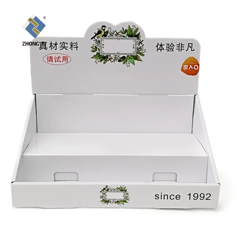 3 Tier Countertop Display Customized With Owner Design Cardboard Counter Top Paper Display For Skin Care Makeup Cosmetic