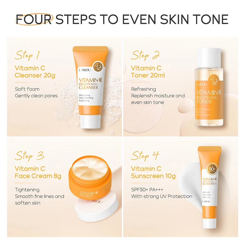 Private Label Whitening Cream Face Anti-Acne & Brightening Skincare with Sodium Hyaluronate OEM/ODM Travel Size Skincare Sets