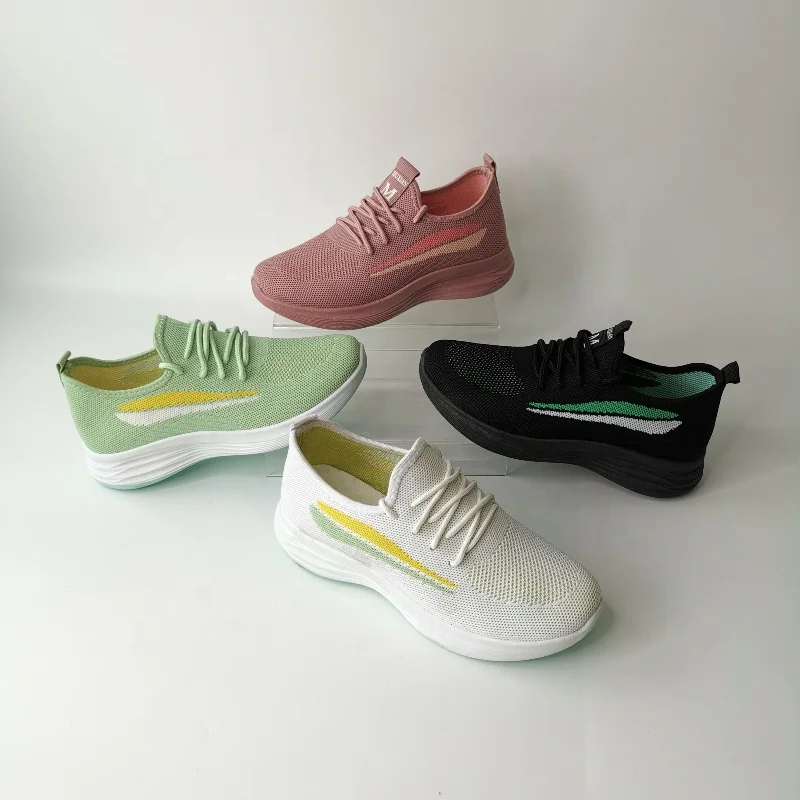 
2020 new color bottom running lady fly weave casual sports shoes for women 