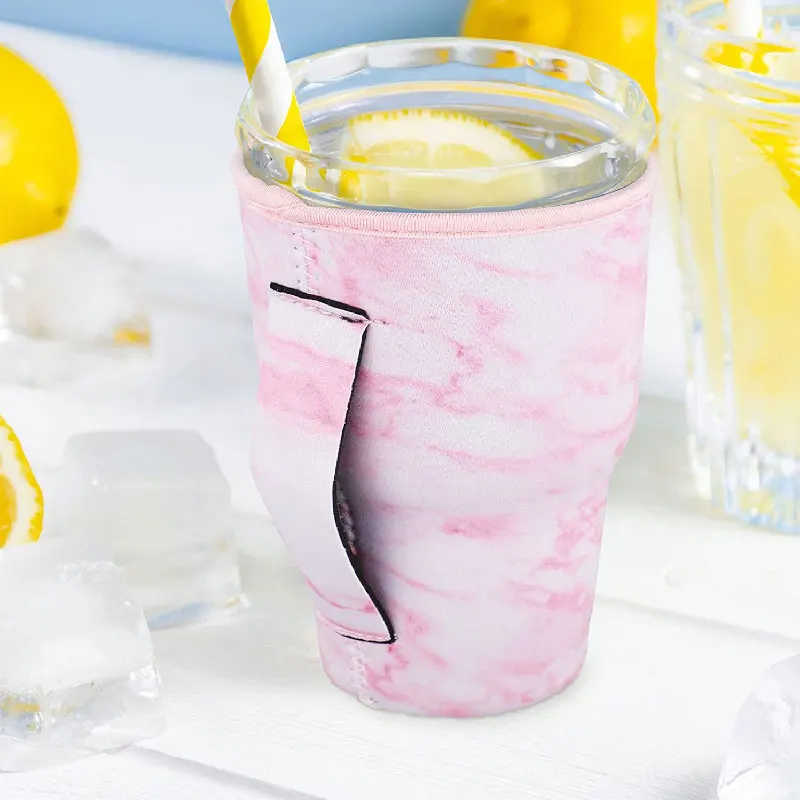 Best-selling 32oz Regular Customized Neoprene coffee cup sleeve with handle Reusable Drink sleeve