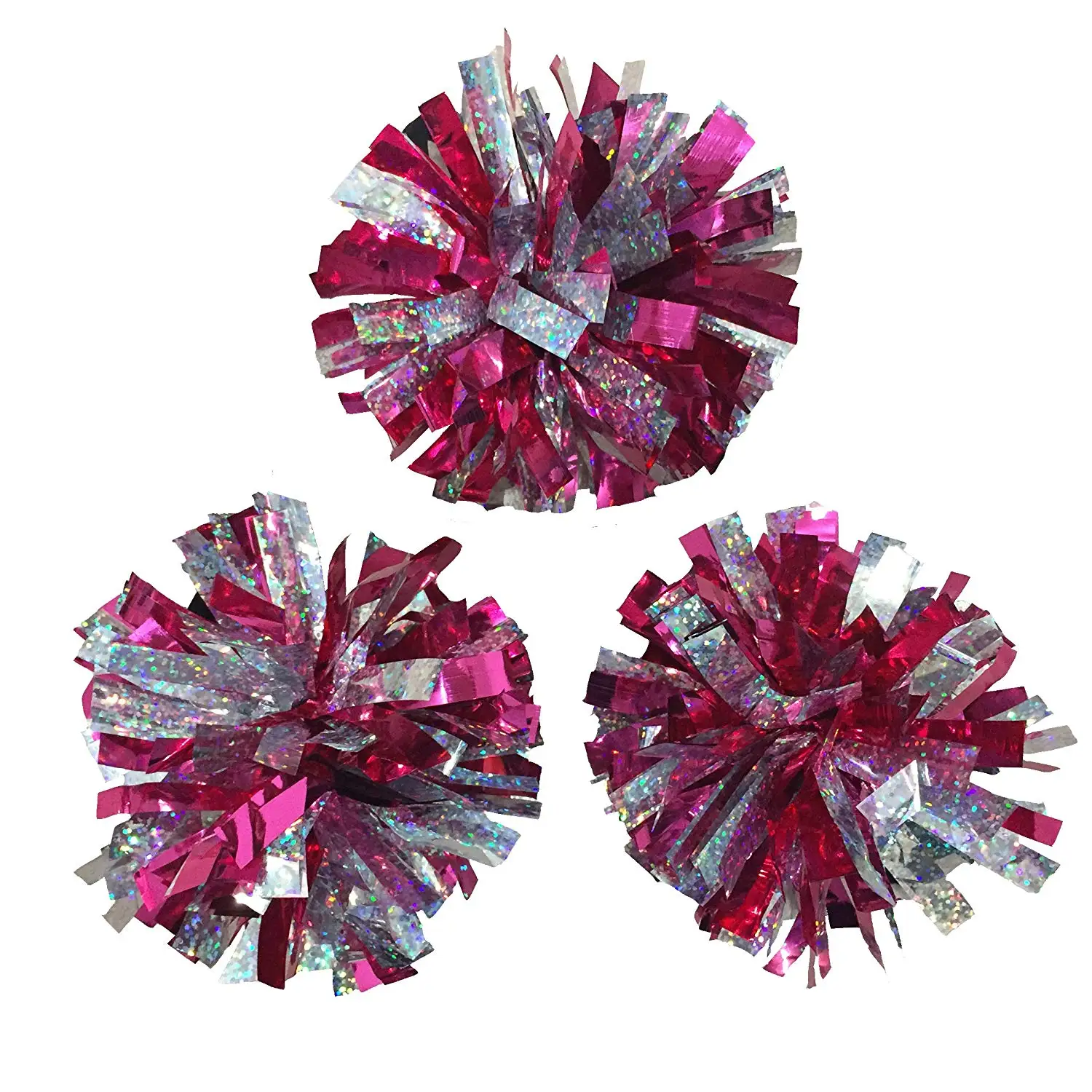 2 inch diameter small hair  pom poms metallic cheerleading with elastic