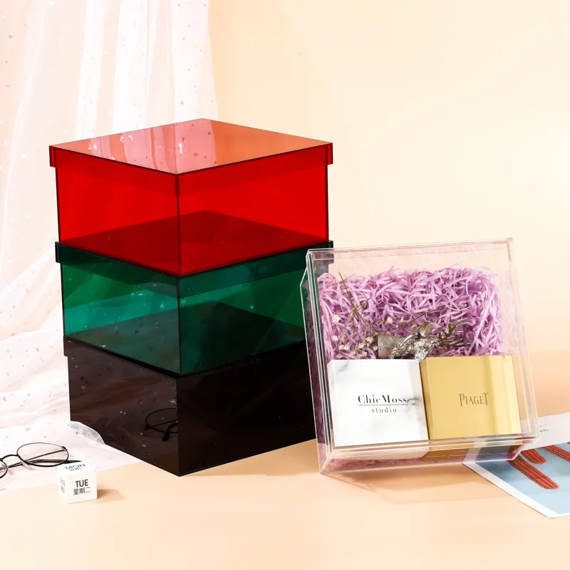 Wholesale Custom Transparent Gift Decoration Box Hand-made Display Box Acrylic Geometric Flower Box