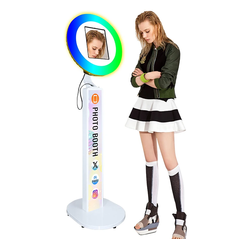 Portable RGB Roamer 10.2 11 12.9' Photobooth Ipad Photo Booth Shell  Led Oval Stand Kiosk Stand Plate Faceplate