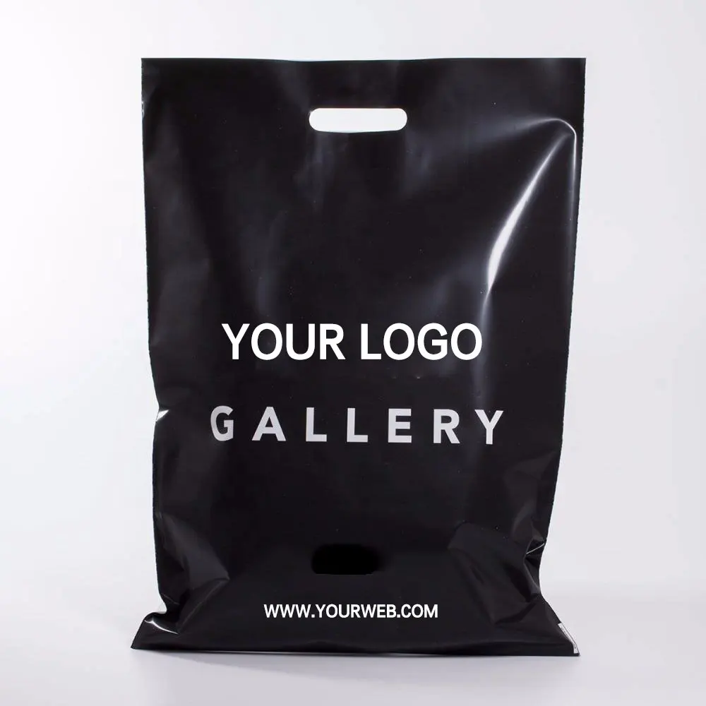 Wholesale Die Cut Handle Eco-Friendly plastic bags for business packaging with logo Shopping Groceries Printing corrugated