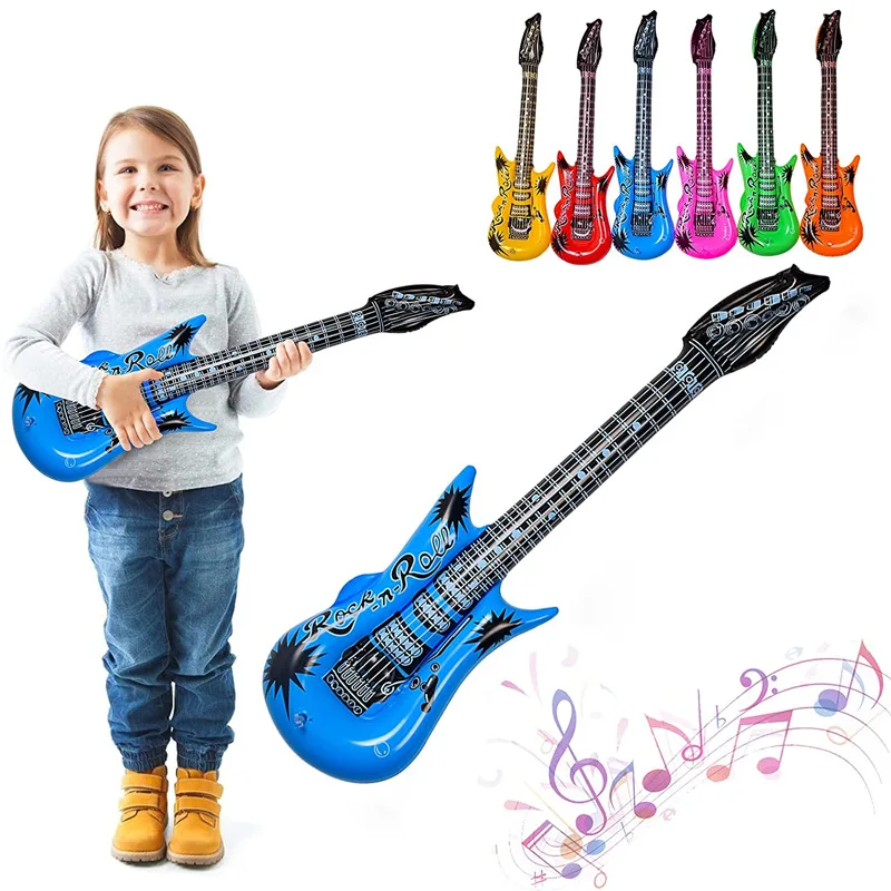 Customized Party Props Pvc Inflatable Kids Large Blow Up Rock Instrument Toy Guitar