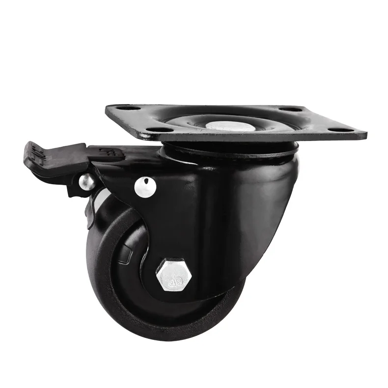 3 дюймов heavy duty низкий центр тяжести рицинус нейлона с двойным тормозом механические поворотные