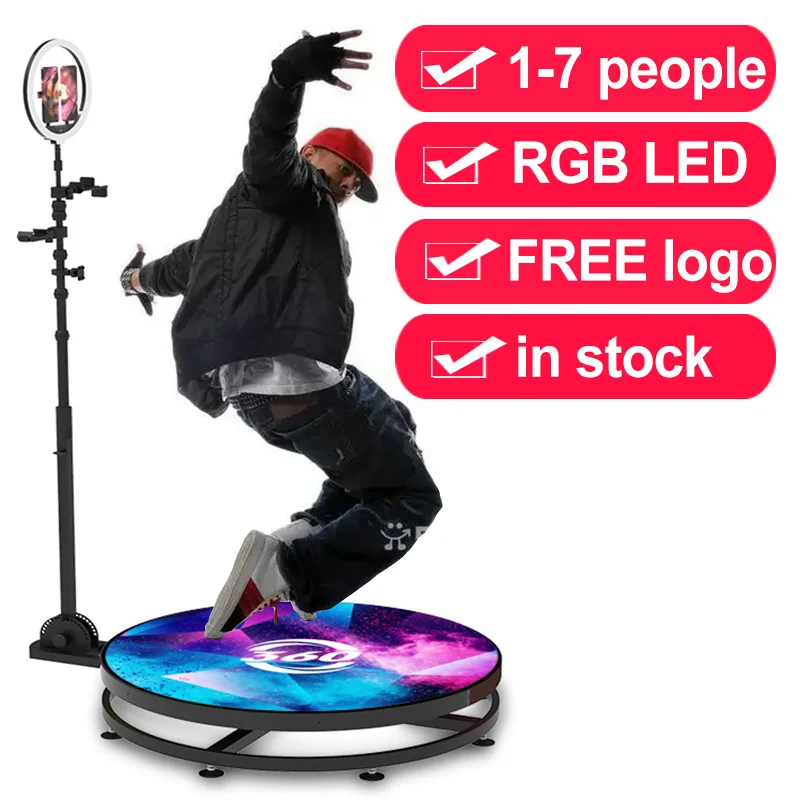 New Design Tempered Glass Led Automatic 360 Degree Photo Booth Rotating Camera With Rgb Light Photo Booth 360 Photobooth