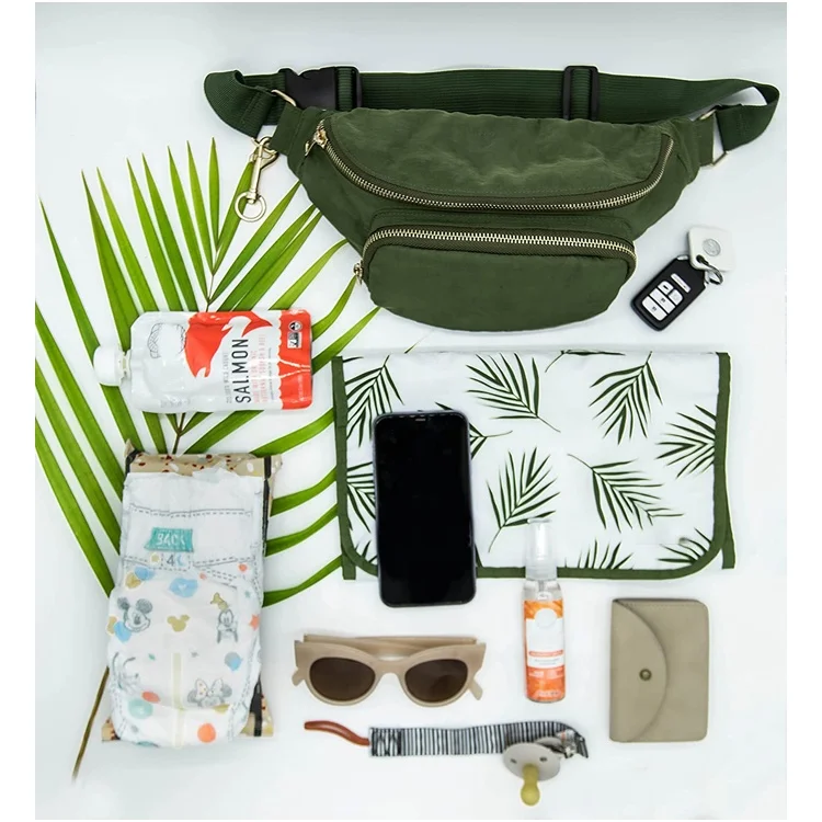 Lightweight Travel Purse Small Crossbody Dad Belt Bag Portable Changing Pad Fanny pack waist bag diaper bag for women