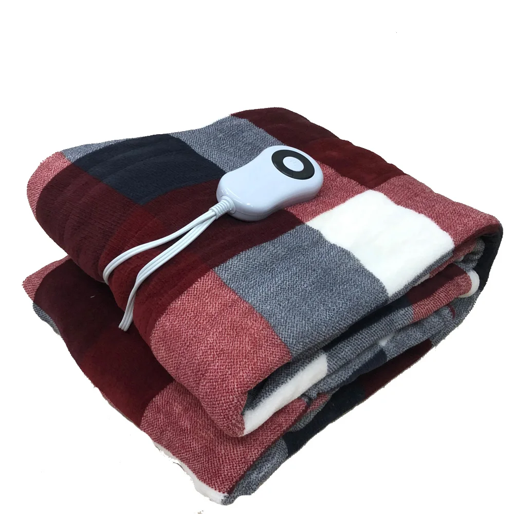 110V-120V Washable Soft Sherpa Plaid Electric Heated Over Blanket with ETL  Certification