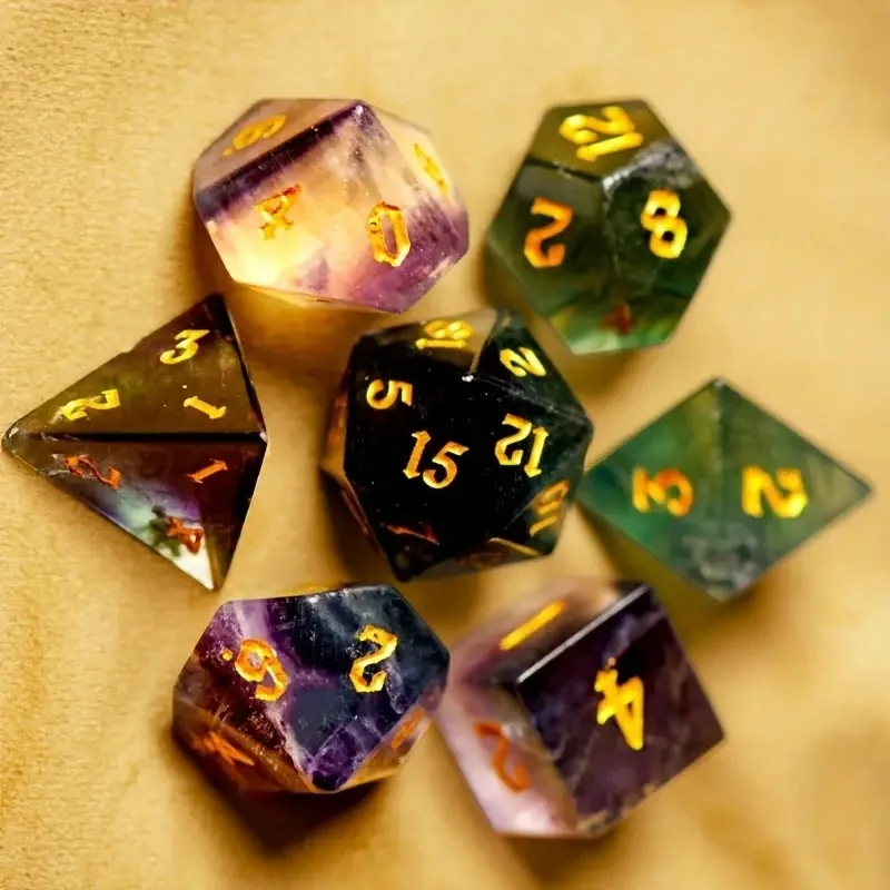 dnd dice set bulk Colorful Stone Dice Rich In Color, Fine In Texture, Good In Hand Pioneer Shadow Math Teaching Set 7-piece Set