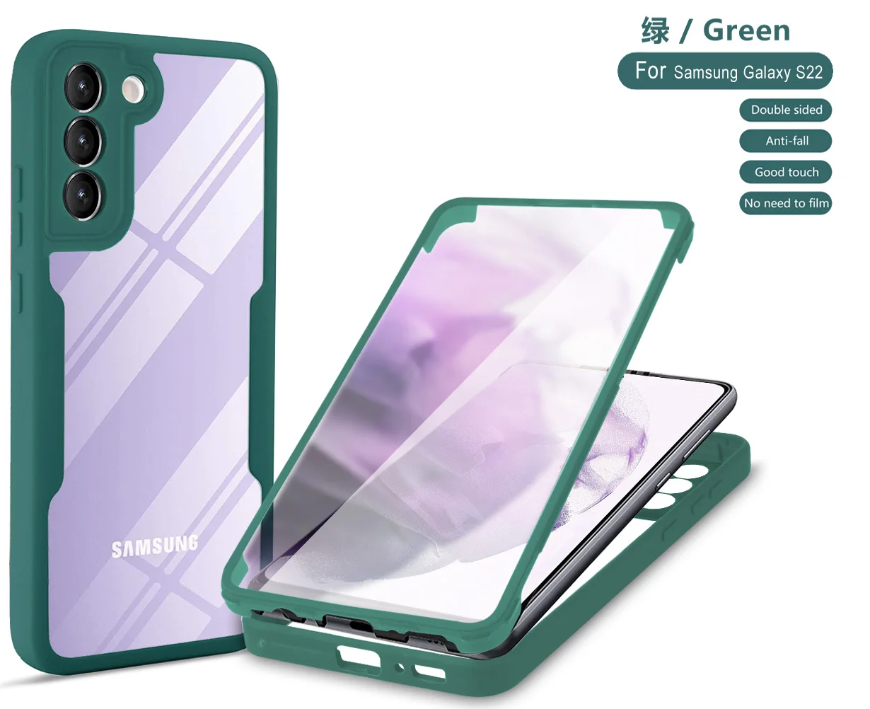 Чехол для телефона с полным покрытием 360 градусов Samsung Galaxy S22 S21 Plus ультратонкий полноразмерный чехол прозрачная задняя панель