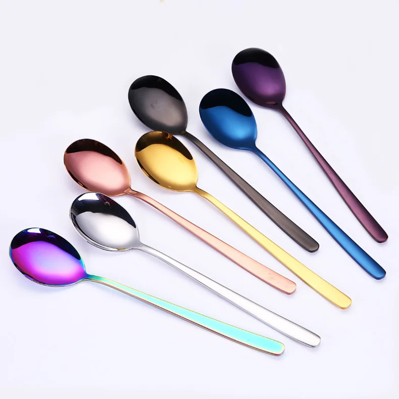 Hot Sale Korean Style Titanium Plating Colorful Stainless Steel 304 Spoon