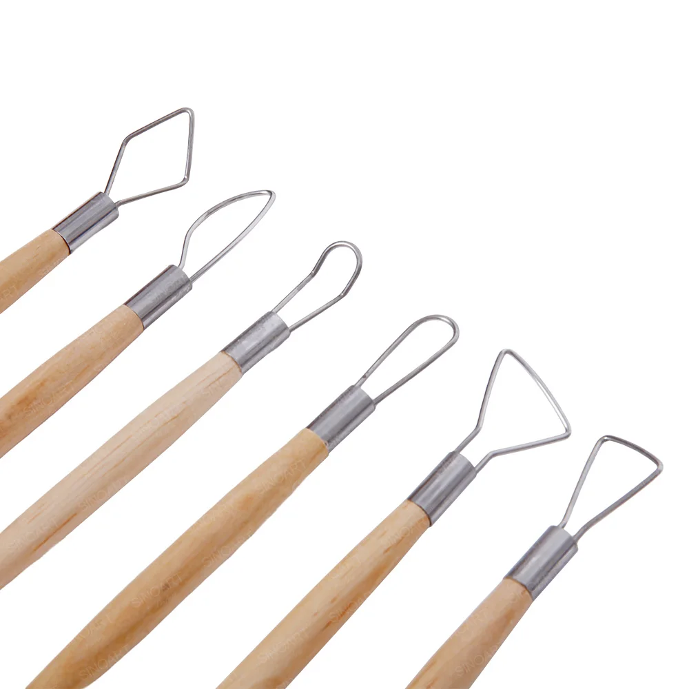 SINOART 6pcs Modeling sculptural Polymer Pottery tool Double-end wire tool Clay tool set