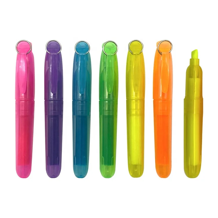 Mini Highlighters Colored Highlighters Chisel Tip with key ring