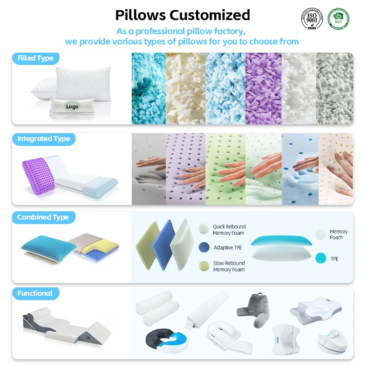 Dual-use Orthopedic Sleeping Bamboo Shell Shredded Filling Gel Cooling Pillow Hybrid Cervical Cool Cloud best Memory Foam Pillow