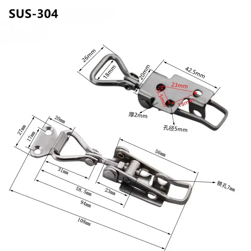 4001 Plus with triangle screw loop lock Adjustable Small Self-Locking Toggle Latch Clip