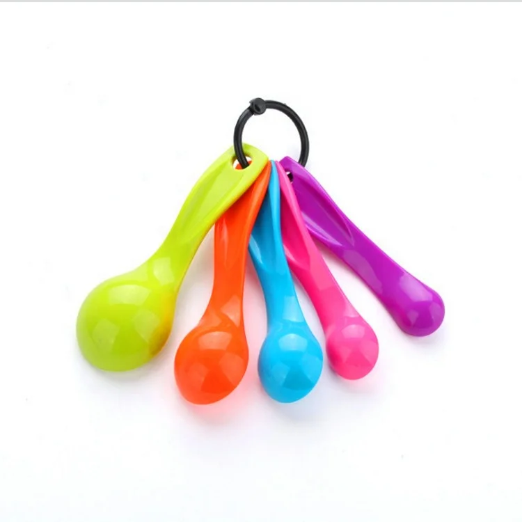 Kitchen Plastic 5 PCS Colorful Measuring Table Tea Spoons Set Dry and Liquid Ingredients Measuring Spoons