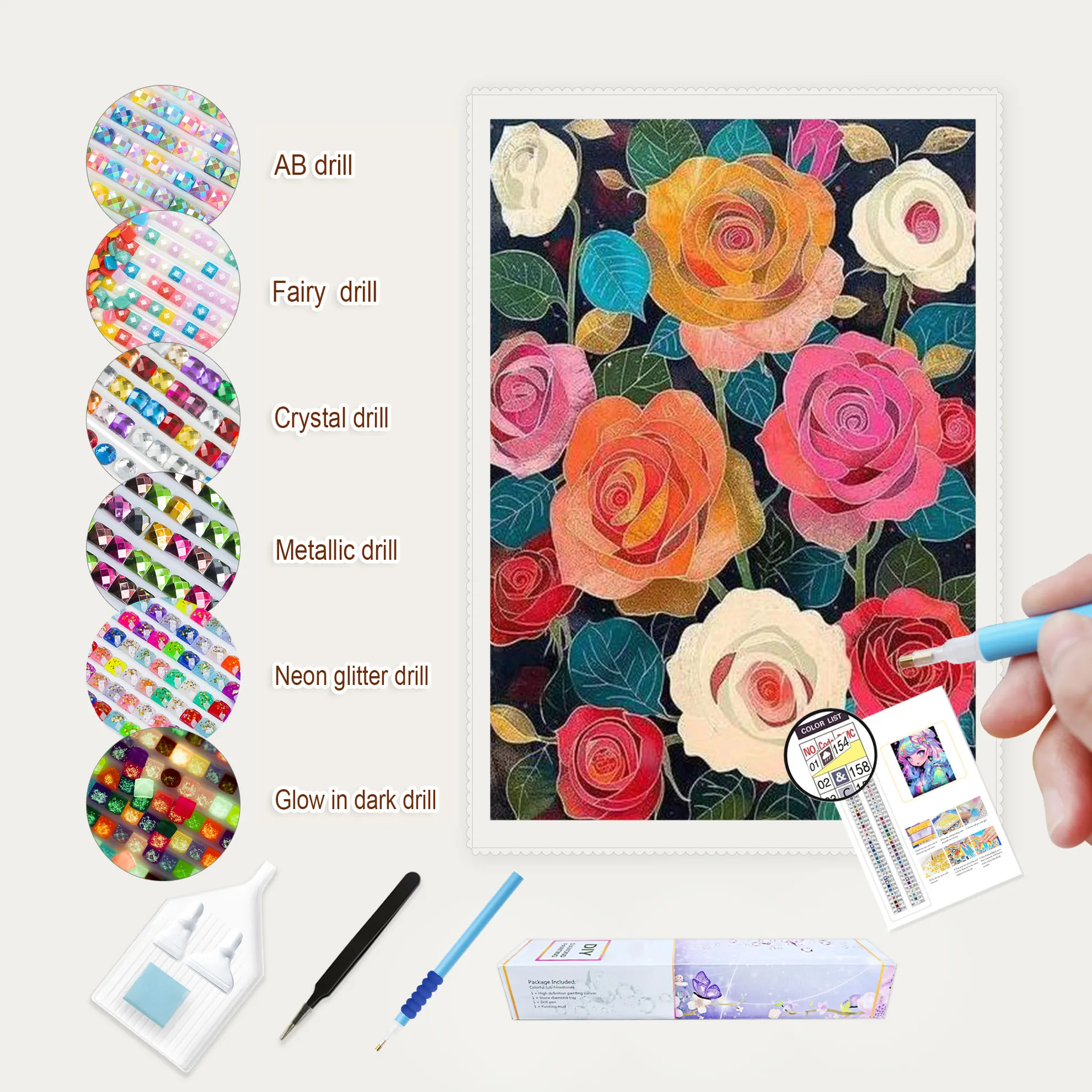 E-116 Custom Canvas Paintings 5D Full Drill Still Life and Radiant Rosebud  Diamond Painting