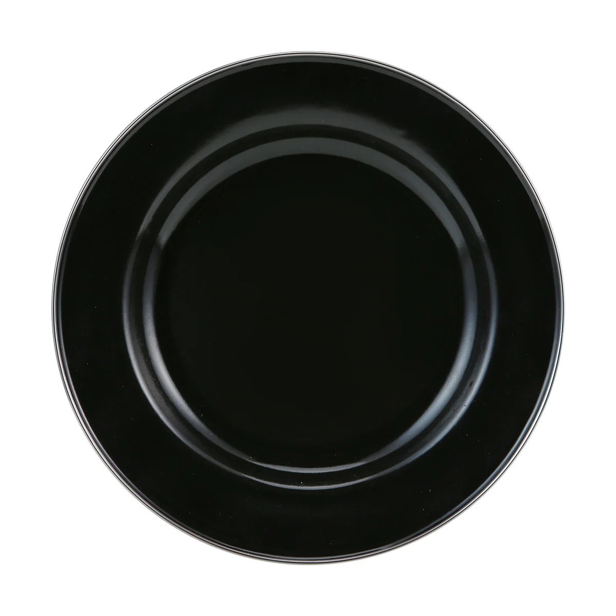 26cm Outdoor black round enamel tin metal camping steel soap fruit dish with custom printing