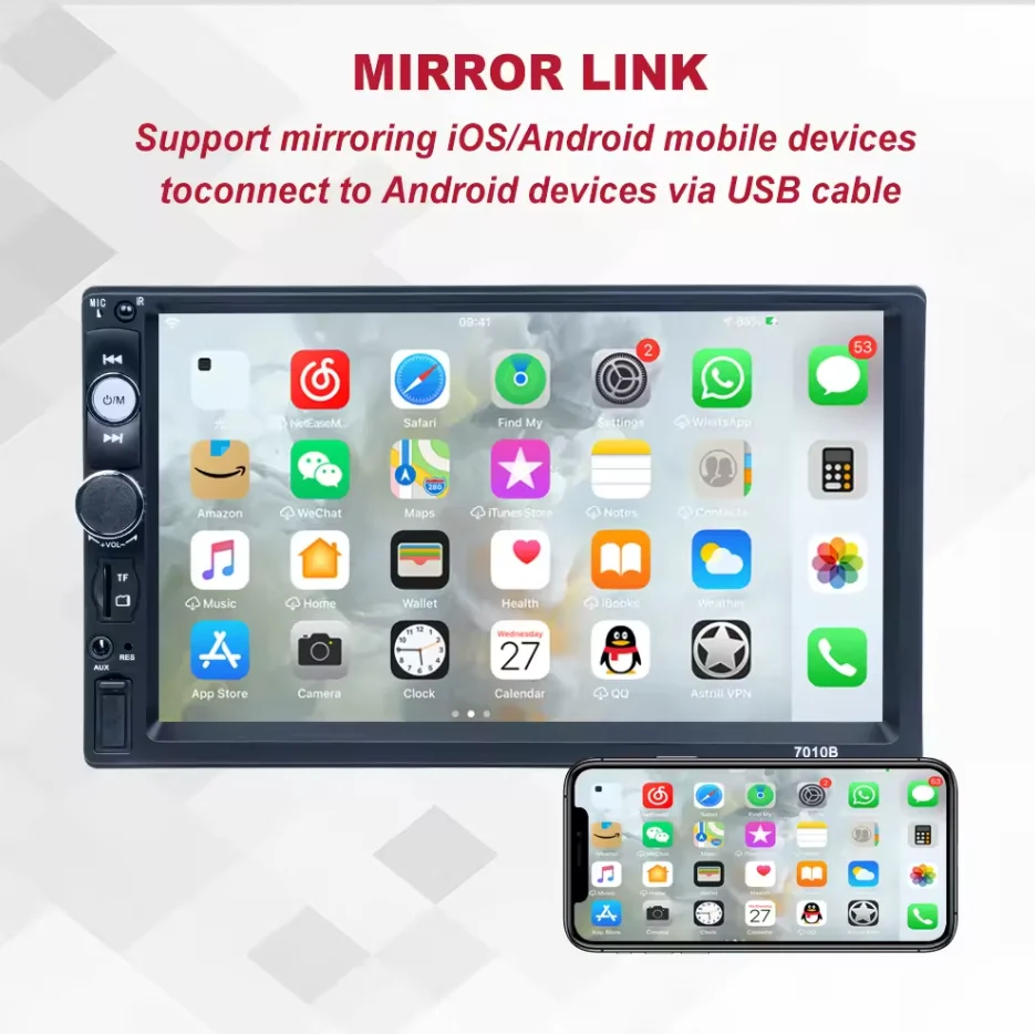 Car MP5 Play Touch Screen 7inch Support Mirror Link 7 Pulgadas Autoradio Estereo 7043B Digital Display Bluetooth Multimedia