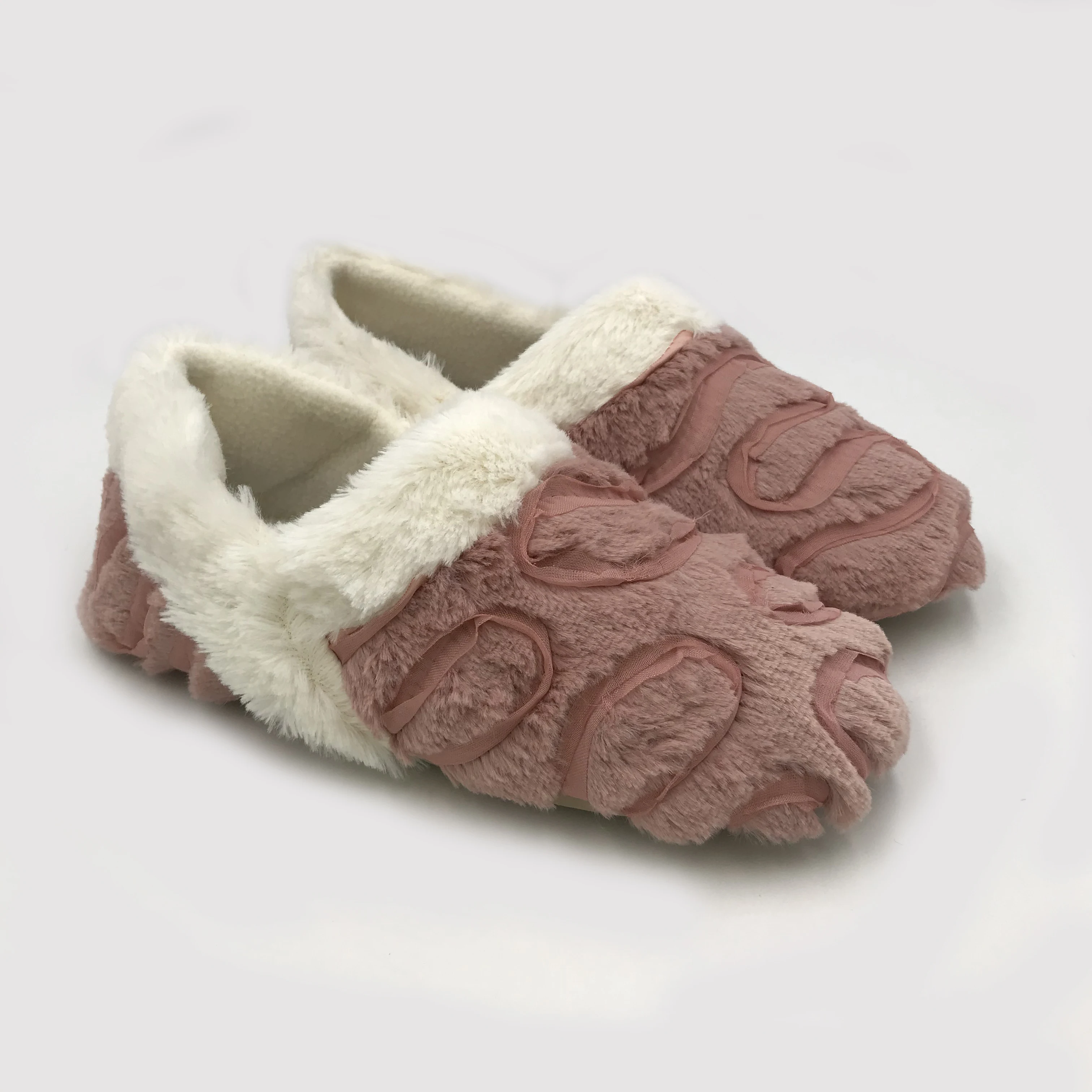 PV plush upper high quality PU leather sole full closed womens bedroom slippers